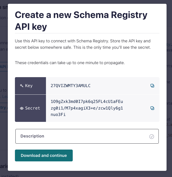 Creating credentials for the schema registry